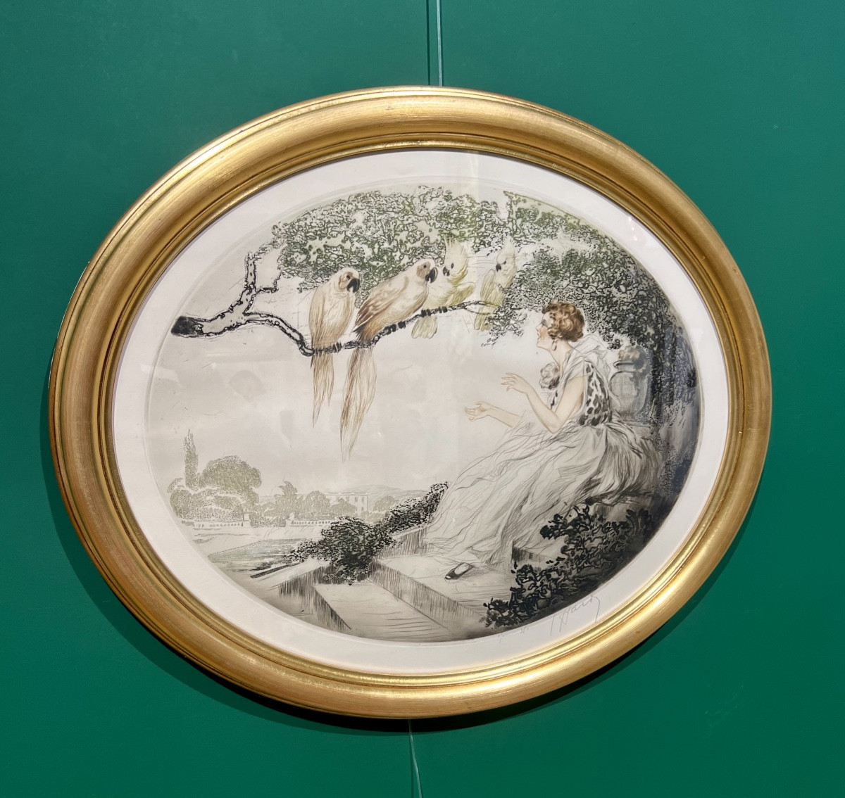 Parrots - Art Deco Lithograph