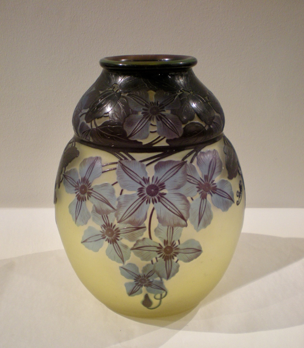 Clématite - Vase art déco Gallé-photo-3