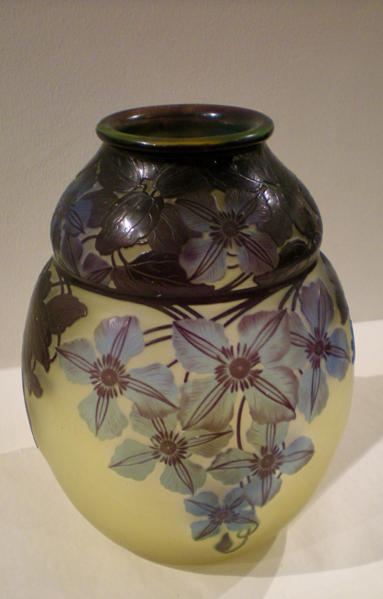 Clématite - Vase art déco Gallé-photo-4