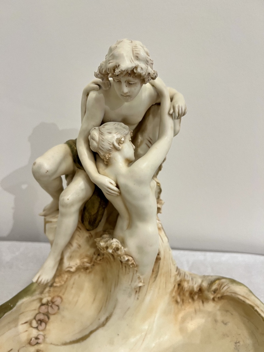 The Lovers - Royal Dux  Art Nouveau Vide Poches /  Sculpture -photo-3