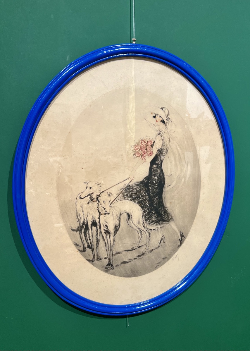 Greyhounds –raby  Art Deco Lithograph 