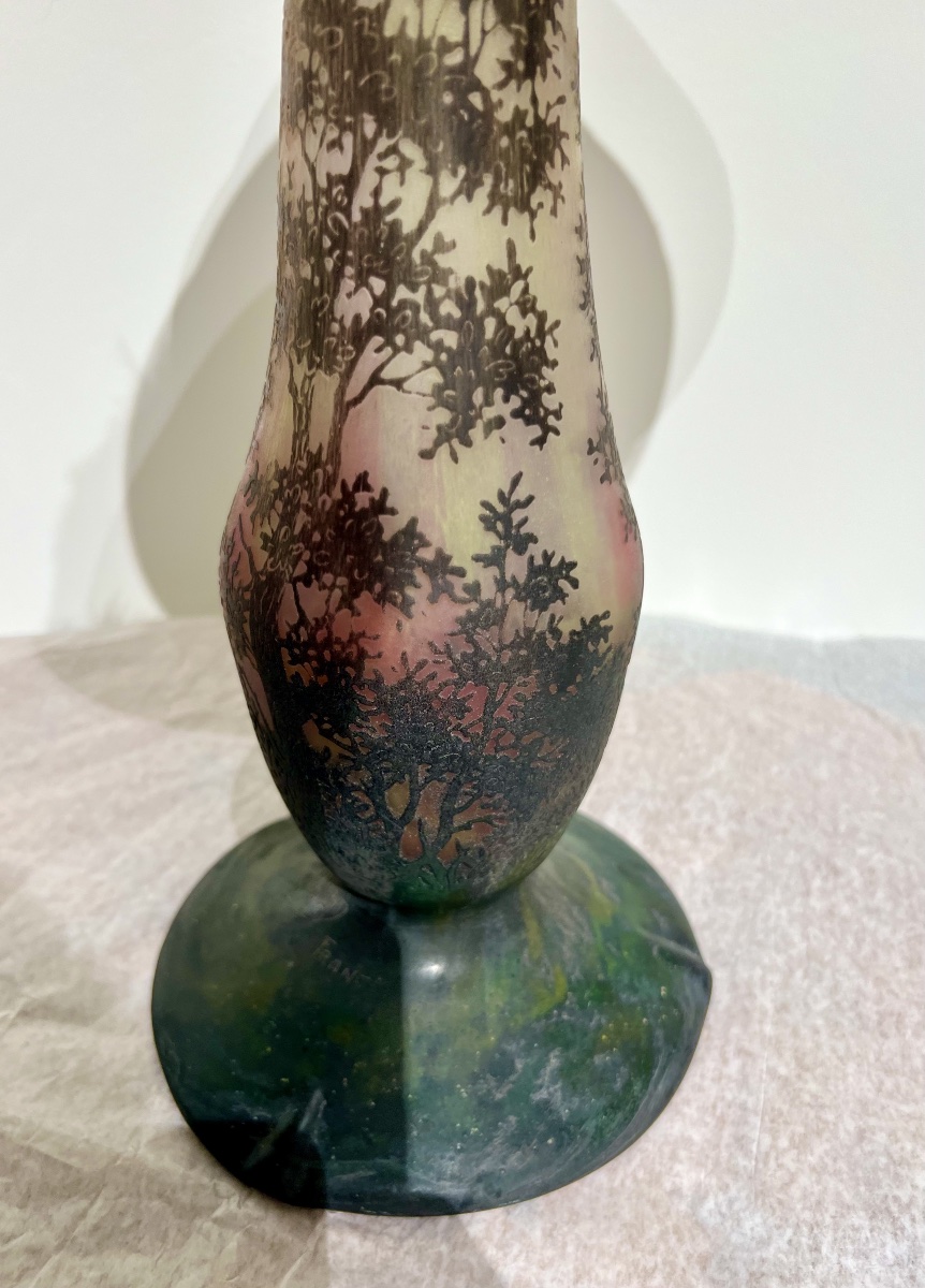 Woodland Landscape – Daum Nancy Art Nouveau Lamp-photo-3