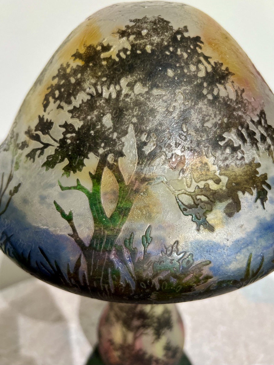 Woodland Landscape – Daum Nancy Art Nouveau Lamp-photo-4