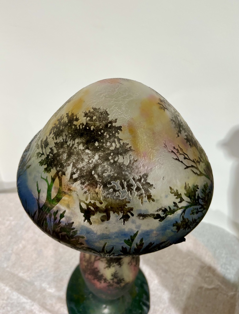 Woodland Landscape – Daum Nancy Art Nouveau Lamp-photo-2
