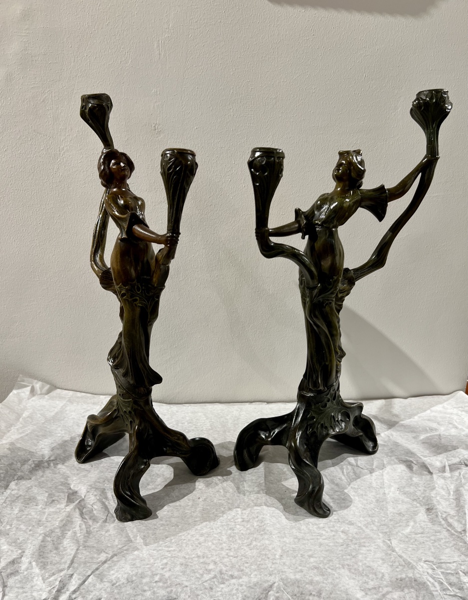 Candlesticks/art Nouveau Sculpture-photo-2