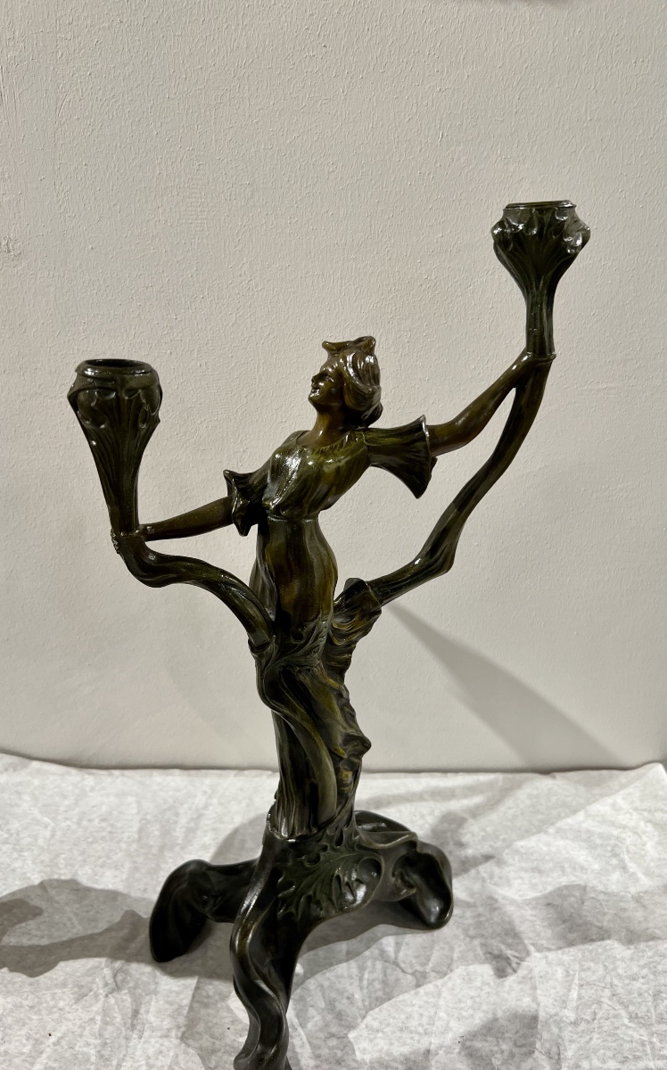Candlesticks/art Nouveau Sculpture-photo-3