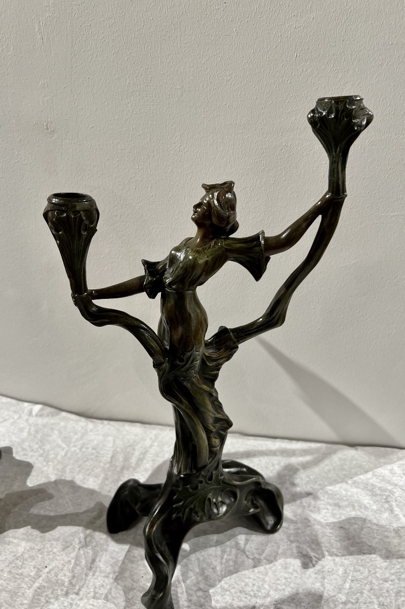 Candlesticks/art Nouveau Sculpture-photo-4