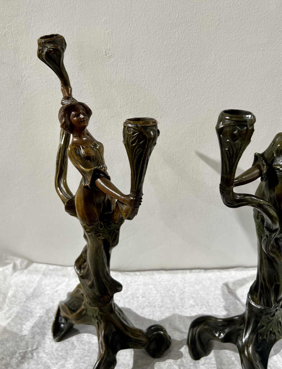 Candlesticks/art Nouveau Sculpture-photo-6