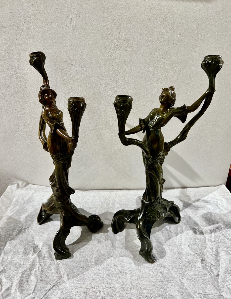Candlesticks/art Nouveau Sculpture-photo-7