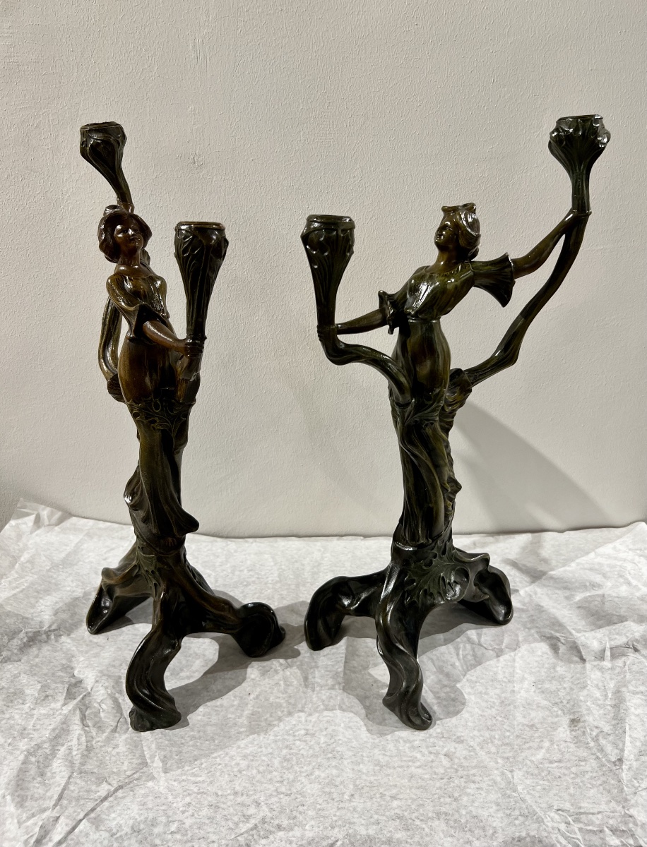 Candlesticks/art Nouveau Sculpture