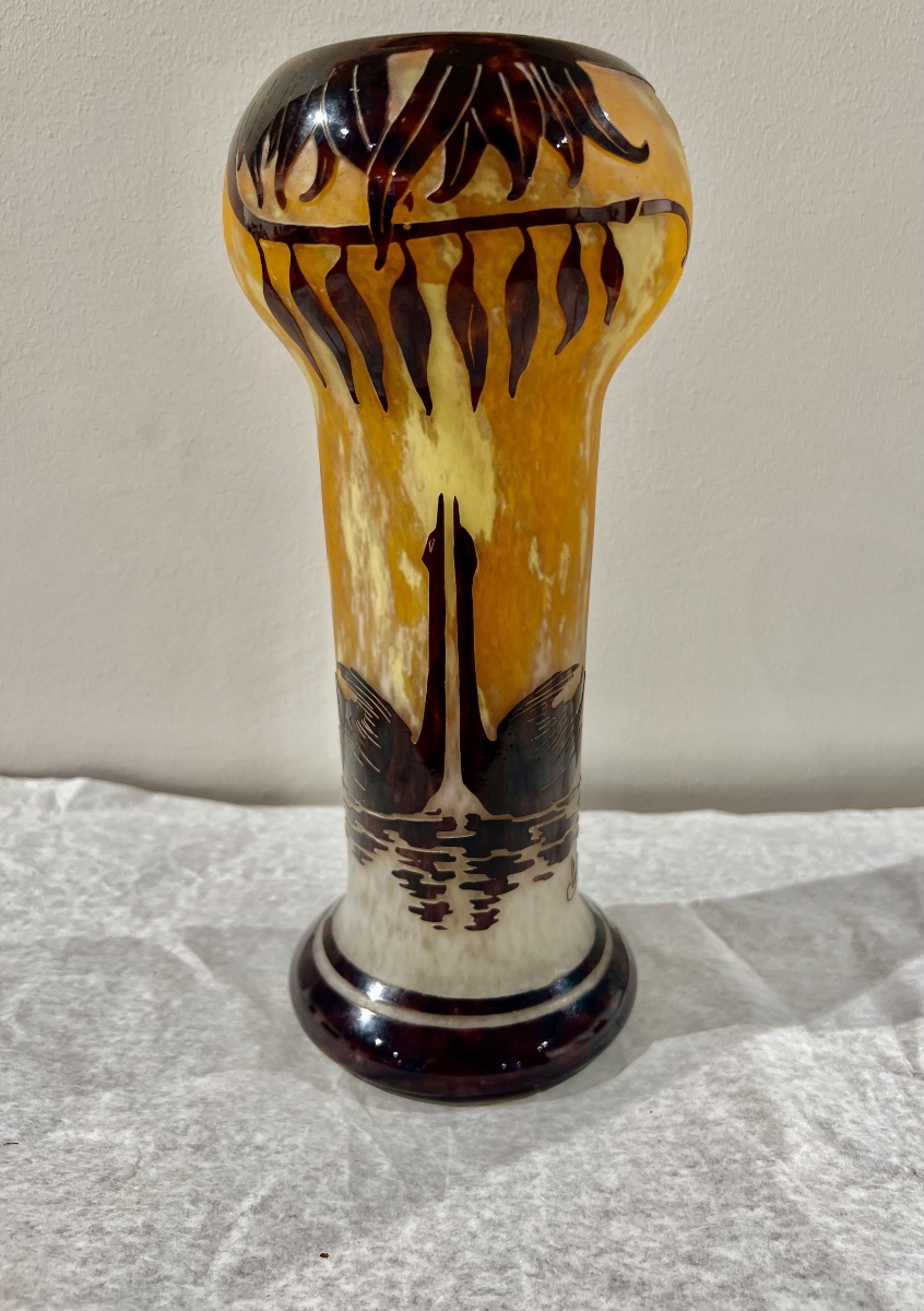 Cigni - Art Deco  Le Verre Français Vase-photo-2