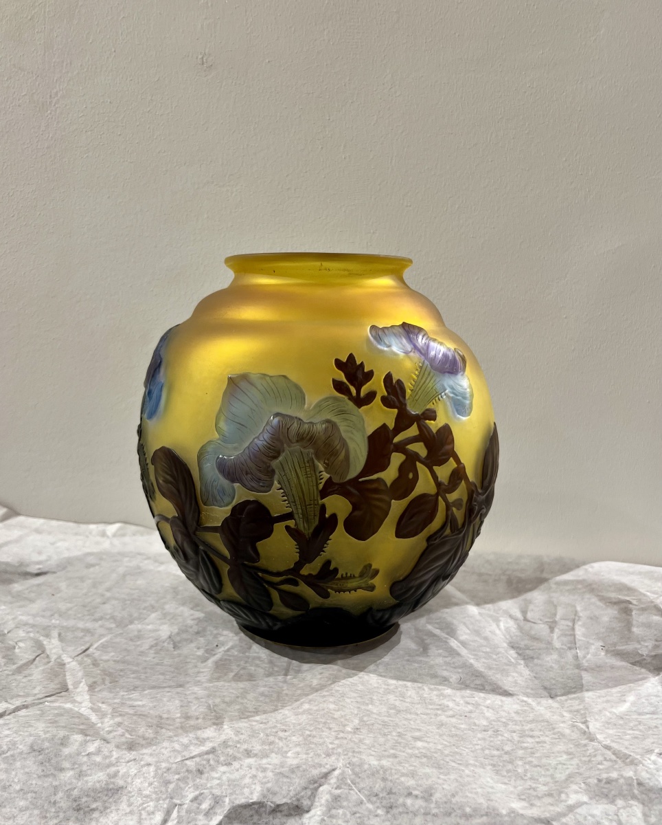 Morning Glory - Gallé Art Deco Blown Glass Vase-photo-2