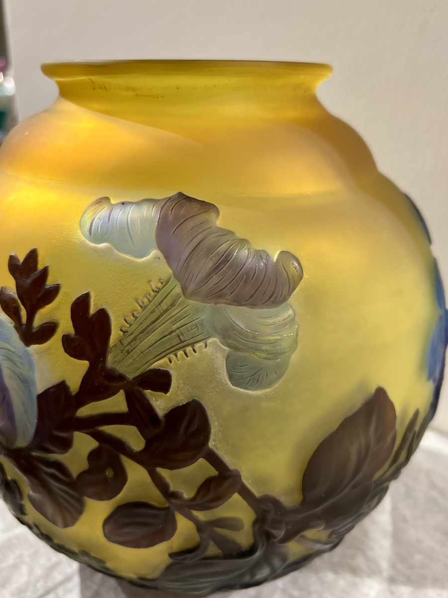 Morning Glory - Gallé Art Deco Blown Glass Vase-photo-4