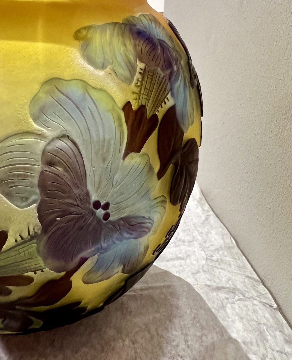 Morning Glory - Gallé Art Deco Blown Glass Vase-photo-1