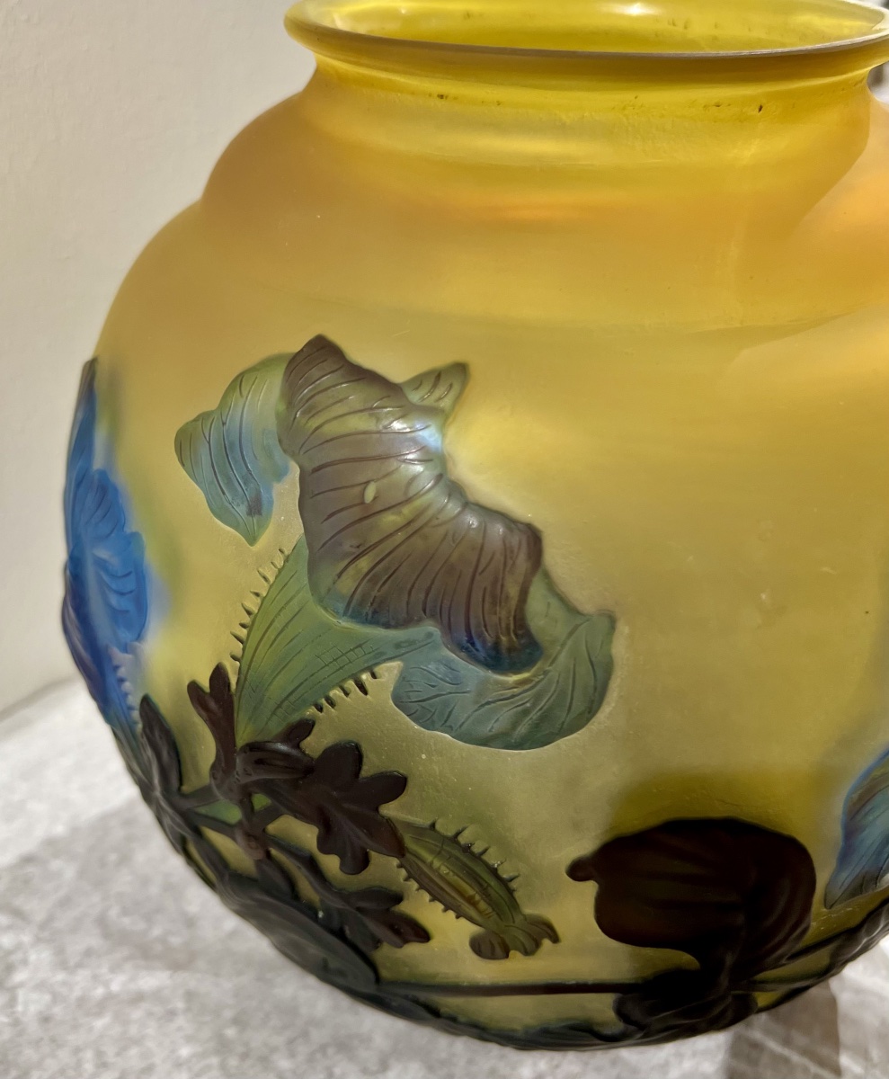 Morning Glory - Gallé Art Deco Blown Glass Vase-photo-3