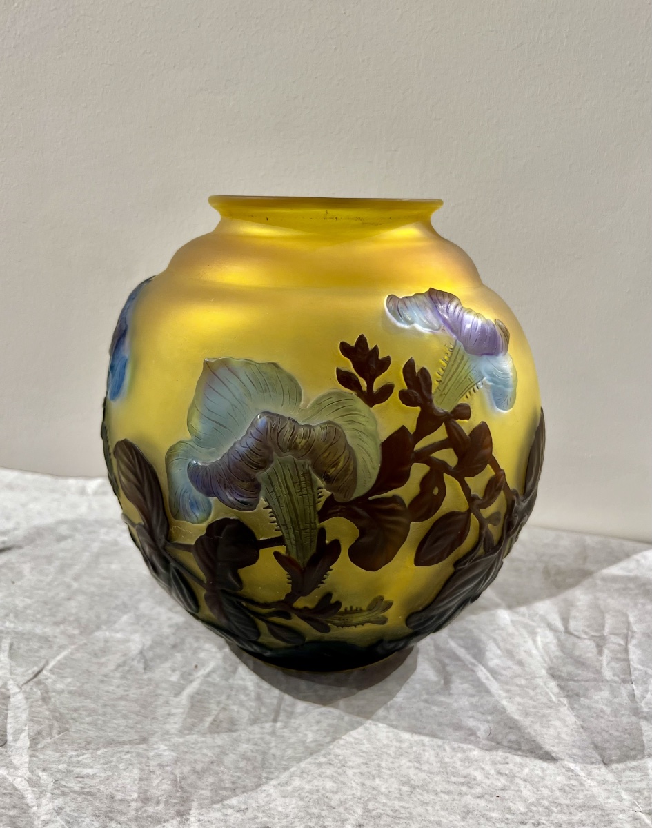 Morning Glory - Gallé Art Deco Blown Glass Vase-photo-4