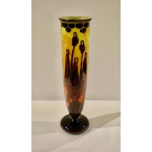 Campanules - Vase art déco Le Verre Français