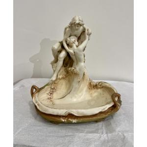 The Lovers - Royal Dux  Art Nouveau Vide Poches /  Sculpture 