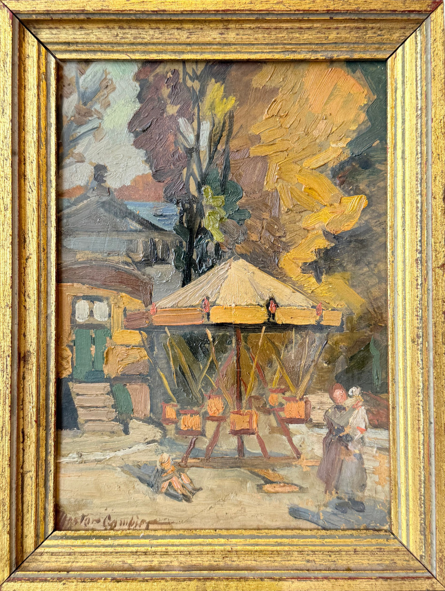 The Merry-go-round By Nestor Cambier (1879-1957) - Oil On Cardboard - Impressionism