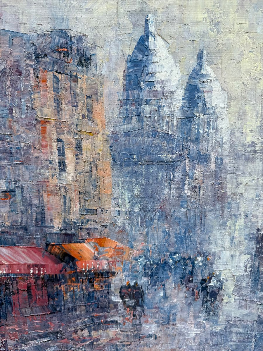 Le Sacré Cœur à Paris au soleil couchant-Huile sur panneau signée Luc de Cossier dit WALLES-photo-4