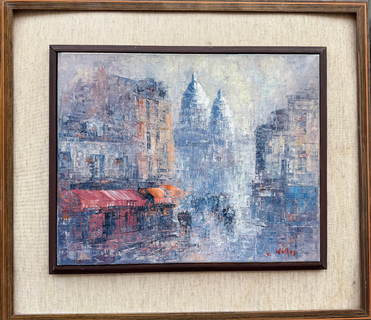 Le Sacré Cœur à Paris au soleil couchant-Huile sur panneau signée Luc de Cossier dit WALLES