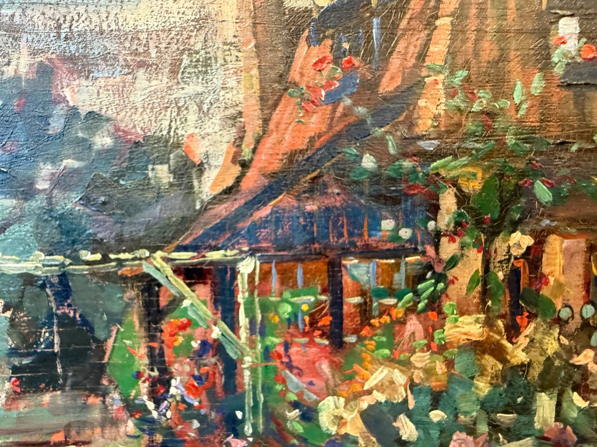 Flower Garden - Impressionism - Oil On Panel Signed By Edgar Wiethase (1881-1965)-photo-4
