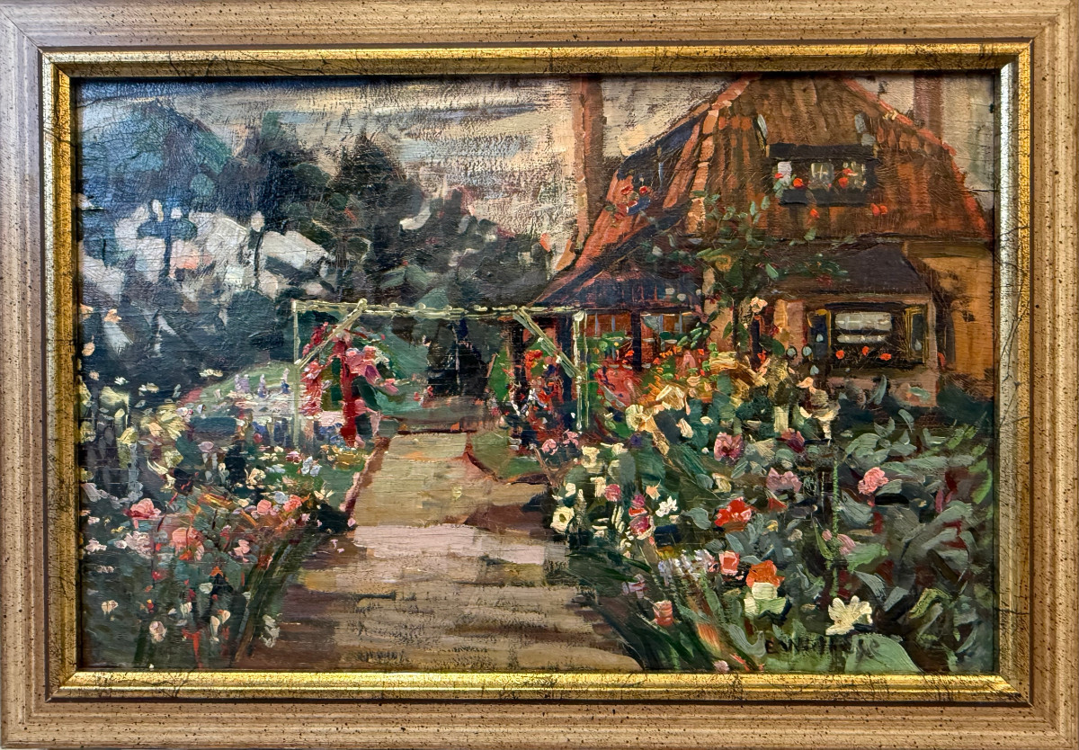Flower Garden - Impressionism - Oil On Panel Signed By Edgar Wiethase (1881-1965)