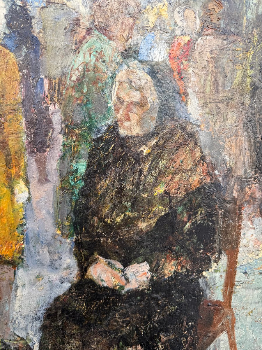 Flea Market - Oil On Canvas Signed Auguste De Roisin (1889-1980) Impressionism-photo-2