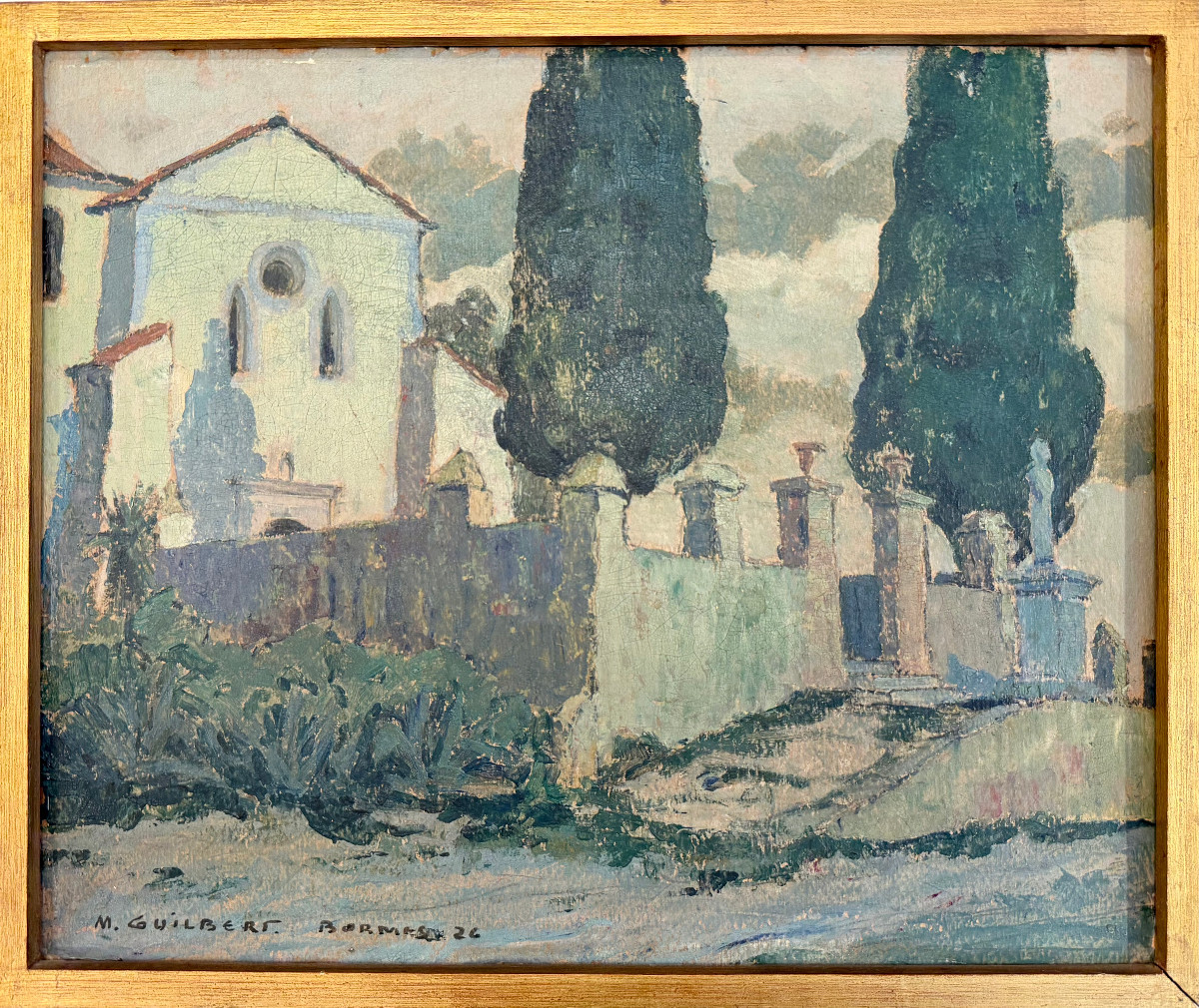 Bormes les mImosas (1928) -Huile sur carton signée de Maurice Guibert (1876-1933)-Provence