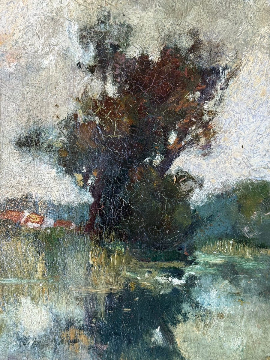 Wooded River Landscape (ca 1930-40) - Oil On Panel By Charles Lebon - Impressionism-photo-2