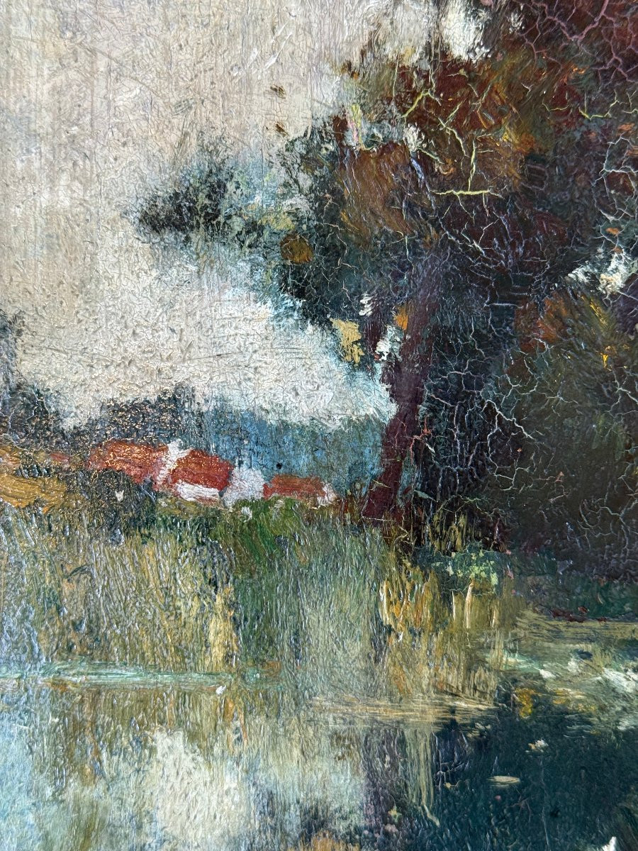 Wooded River Landscape (ca 1930-40) - Oil On Panel By Charles Lebon - Impressionism-photo-3