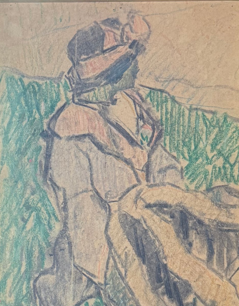 Femme au manteau (1914) - FAUVISME- Dessin de Jos ALBERT (1886-1981)-photo-3