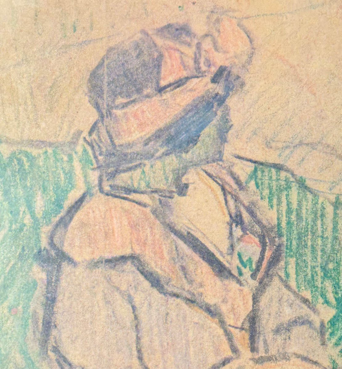 Femme au manteau (1914) - FAUVISME- Dessin de Jos ALBERT (1886-1981)-photo-1