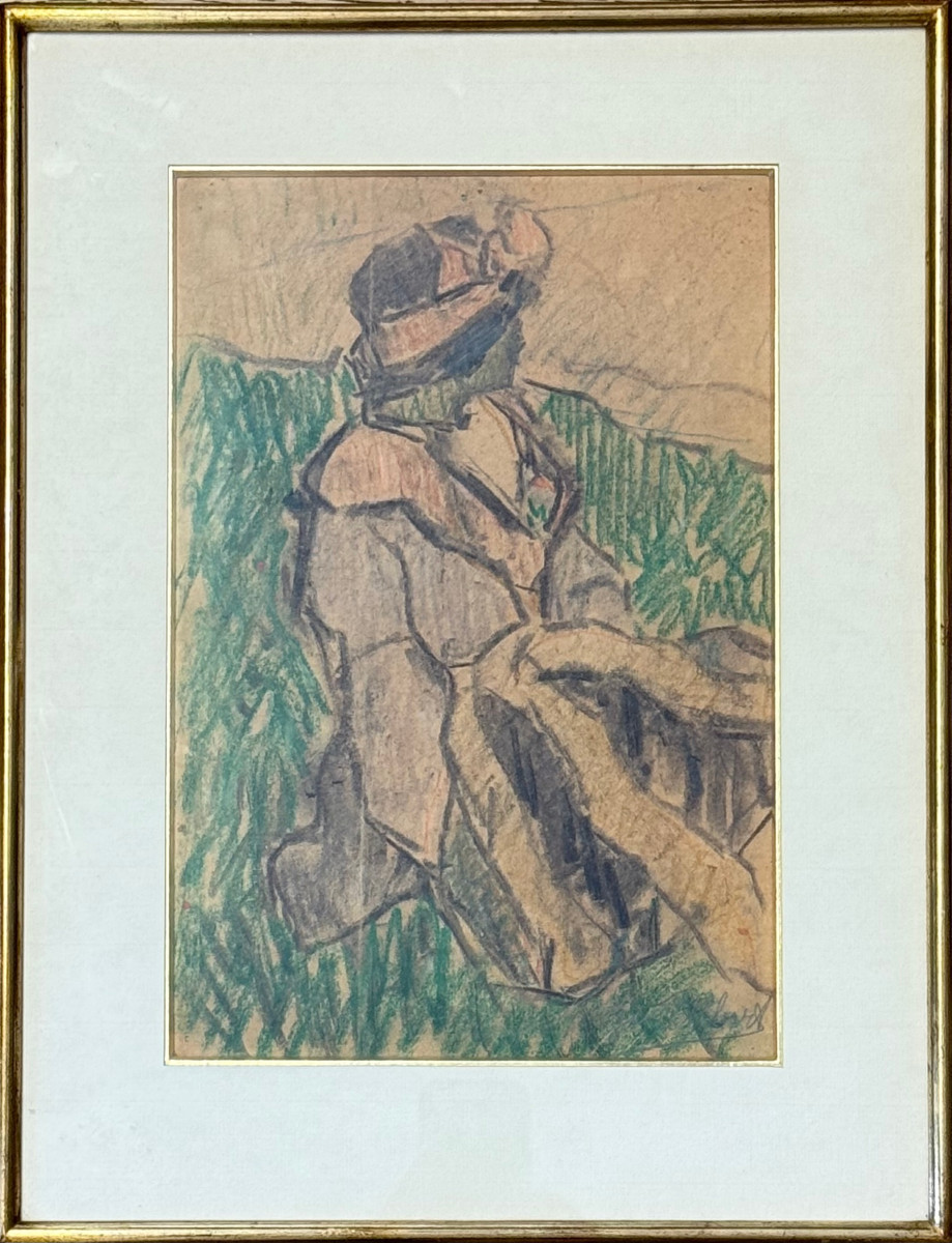 Femme au manteau (1914) - FAUVISME- Dessin de Jos ALBERT (1886-1981)