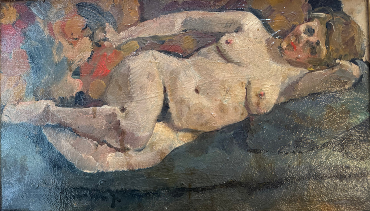 Nu féminin, Huile sur toile signée de Médard MAERTENS (1875-1946), FAUVISME -photo-2