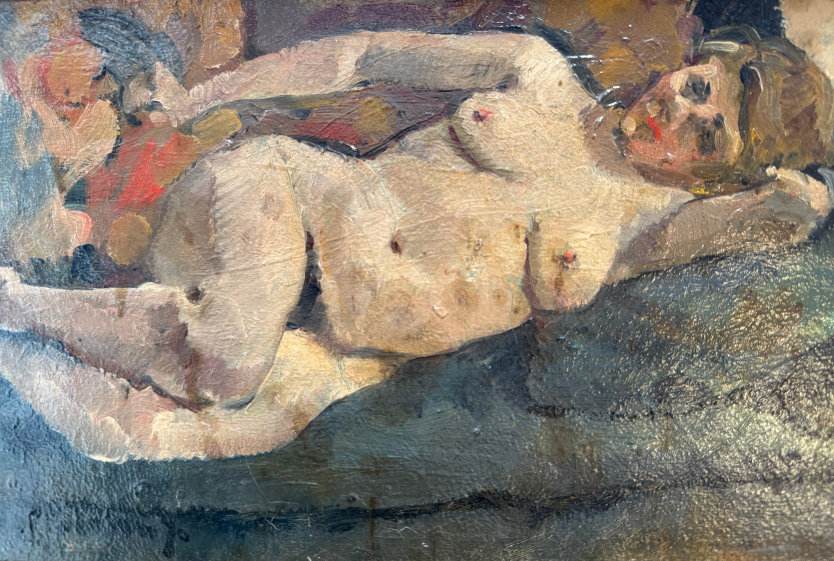 Nu féminin, Huile sur toile signée de Médard MAERTENS (1875-1946), FAUVISME -photo-3