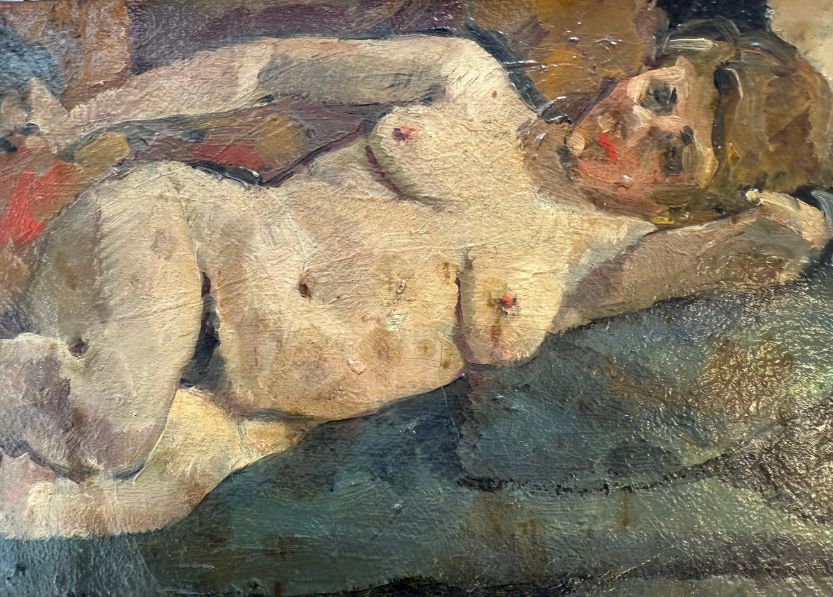 Nu féminin, Huile sur toile signée de Médard MAERTENS (1875-1946), FAUVISME -photo-4