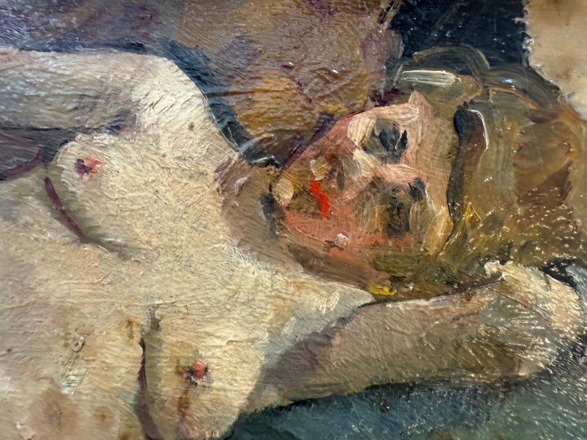 Nu féminin, Huile sur toile signée de Médard MAERTENS (1875-1946), FAUVISME -photo-2