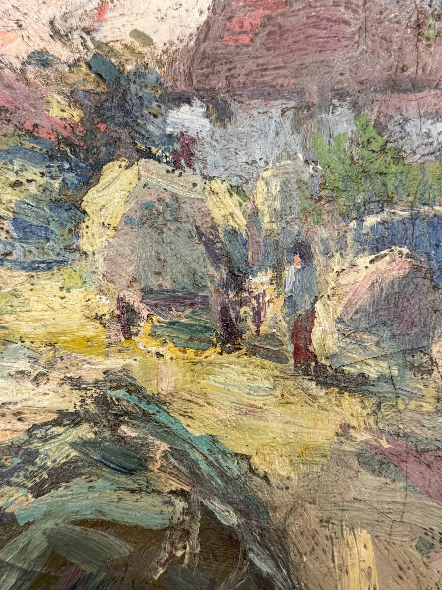 Lively Countryside Landscape, Oil On Canvas Signed By Adolphe Keller (1880-1968) Impressionism-photo-2