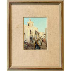 Tunis (ca 1923) -Huile sur panneau signée Isidore van MENS (1890-1985)-ORIENTALISME- Tunisie