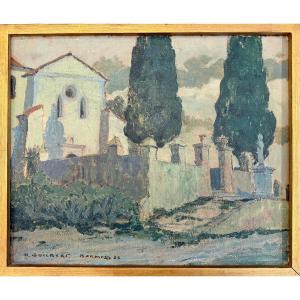 Bormes les mImosas (1928) -Huile sur carton signée de Maurice Guibert (1876-1933)-Provence