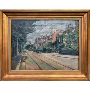 Bruxelles, vue animée (1925). Expressionnisme, huile sur toile signée.