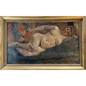 Nu féminin, Huile sur toile signée de Médard MAERTENS (1875-1946), FAUVISME 