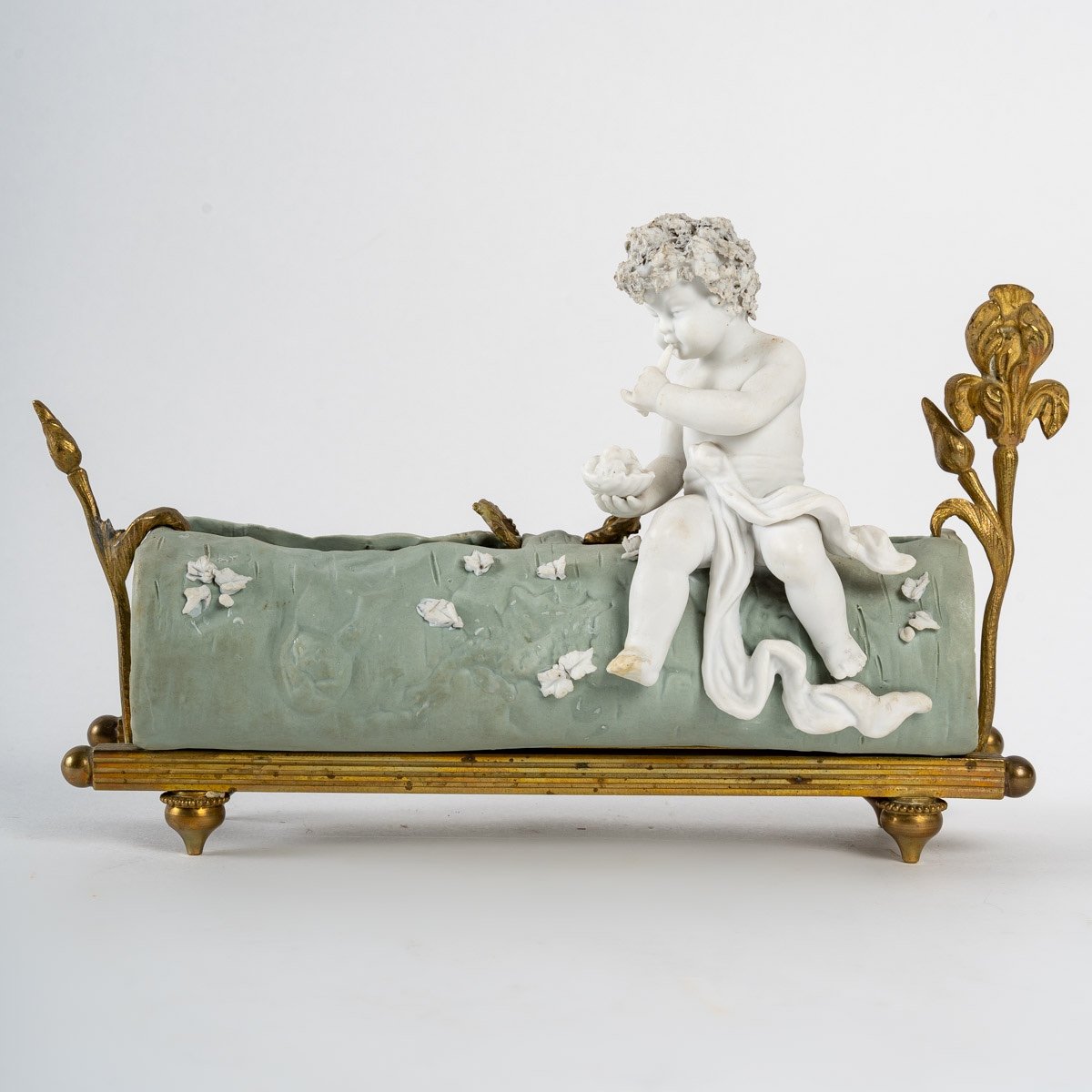 Petite Jardinière Miniature En Wedgwood Et Biscuit Fin XIXème Siècle 