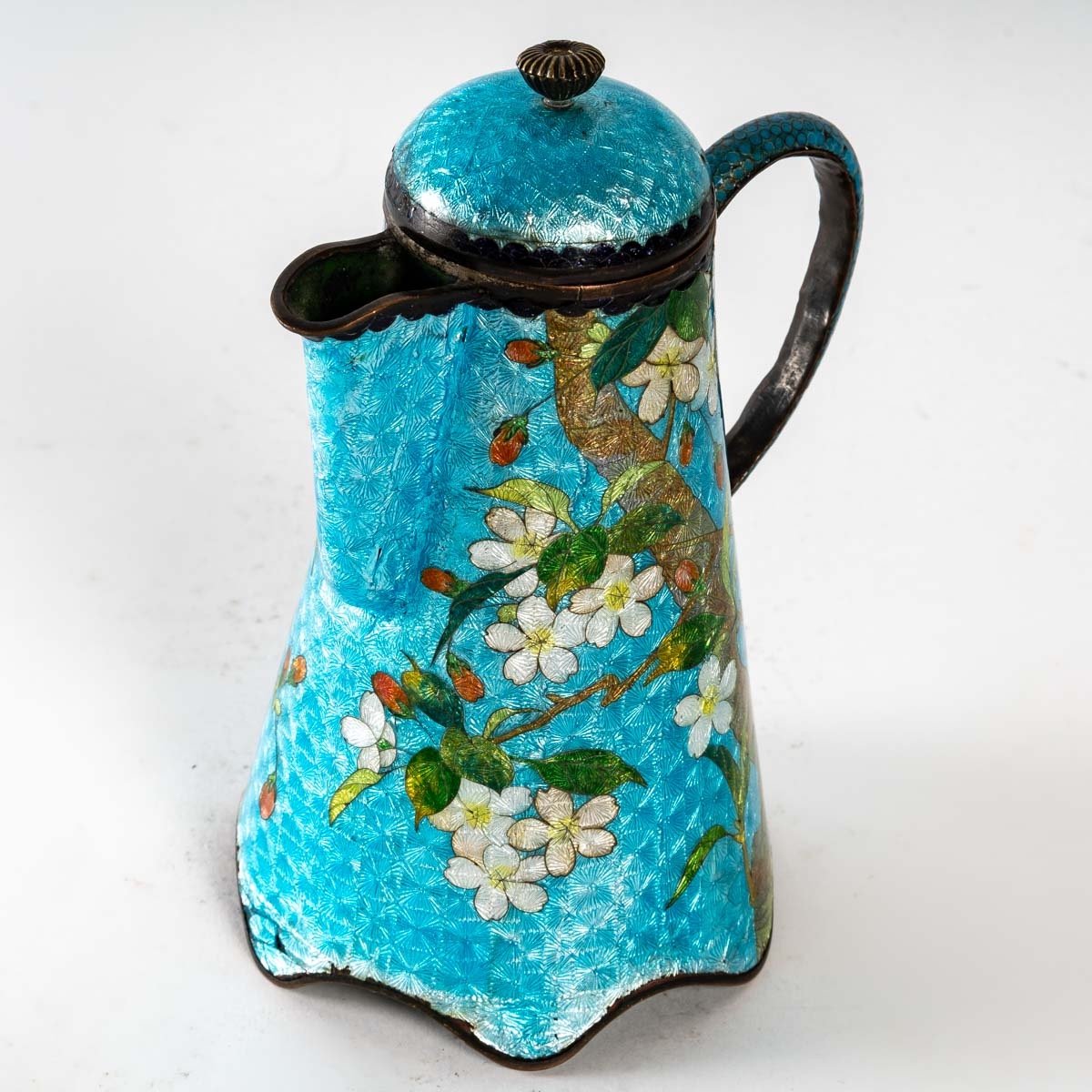 Japanese Enamel Teapot Late Nineteenth Century-photo-2