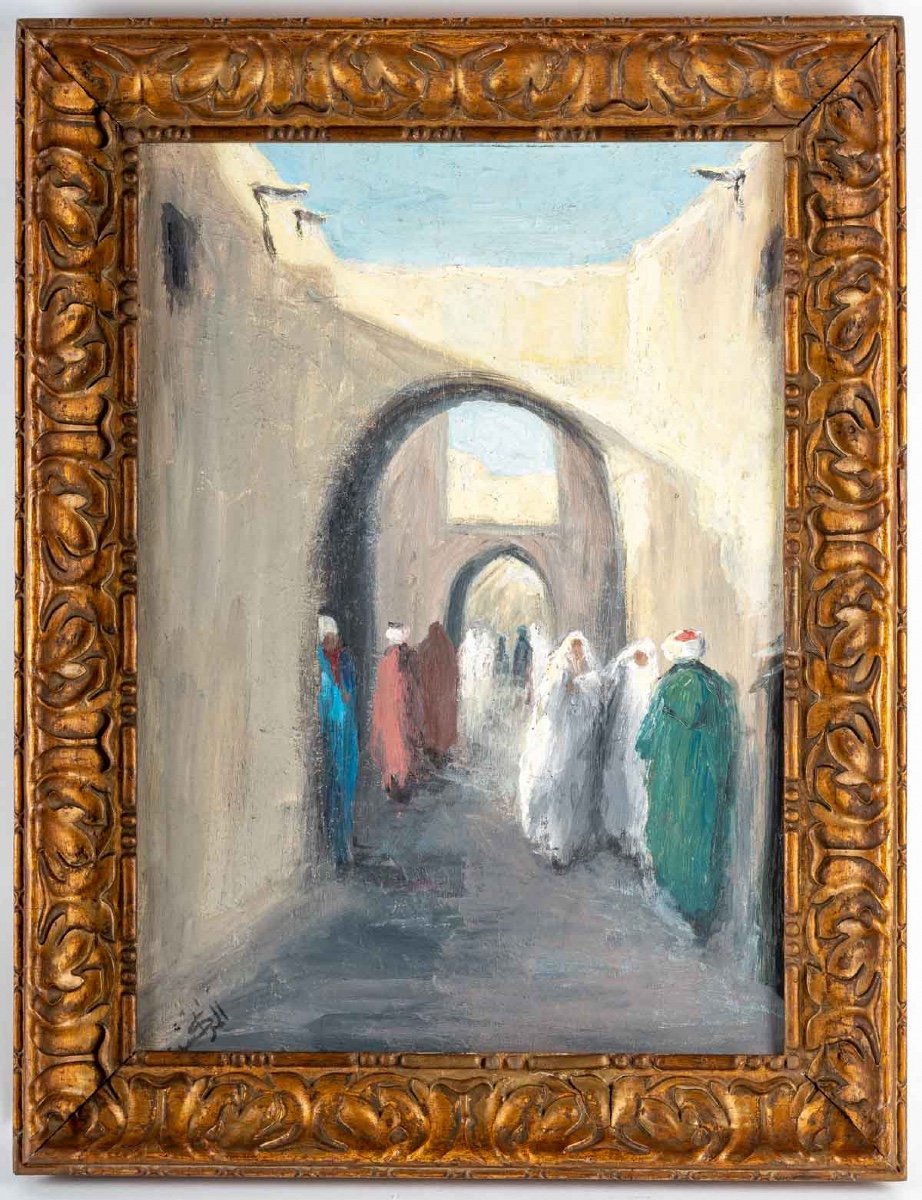 Tableau Huile Sur Toile Marrakech Début XXème Siècle 