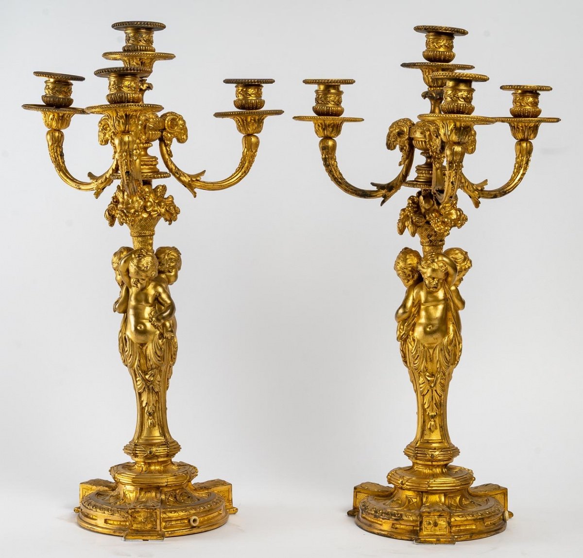 Pair Of Candelabras In Gilt Bronze Late Nineteenth Century