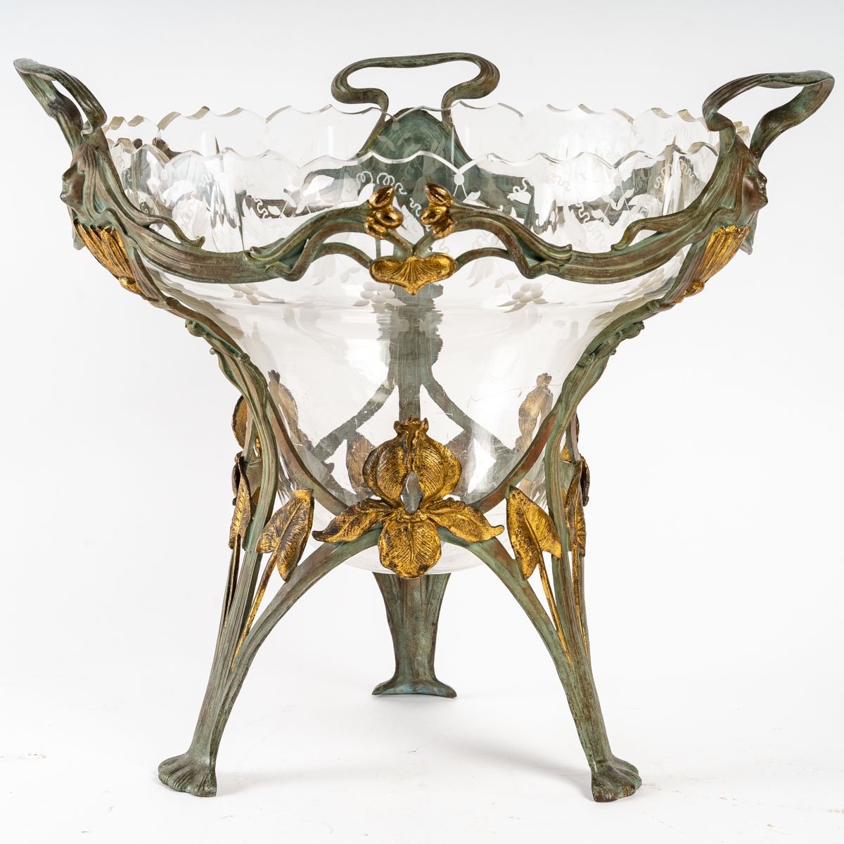 Coupe Art Nouveau En Verre Et Métal époque Art Nouveau -photo-4