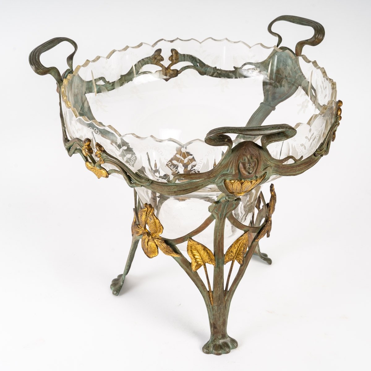 Coupe Art Nouveau En Verre Et Métal époque Art Nouveau -photo-6