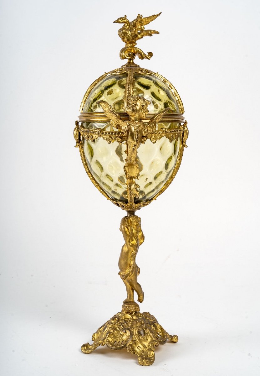 A Cup On Foot In Molded Glass And Gilt Bronze Late Nineteenth Century-photo-3